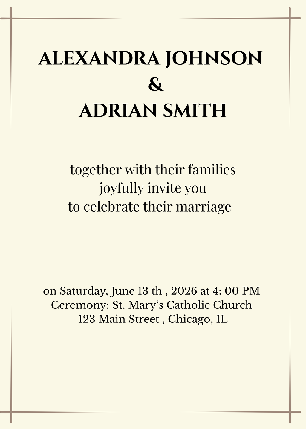 Wedding Invitation Canva Template – Elegant Minimal – Editable, Print Ready