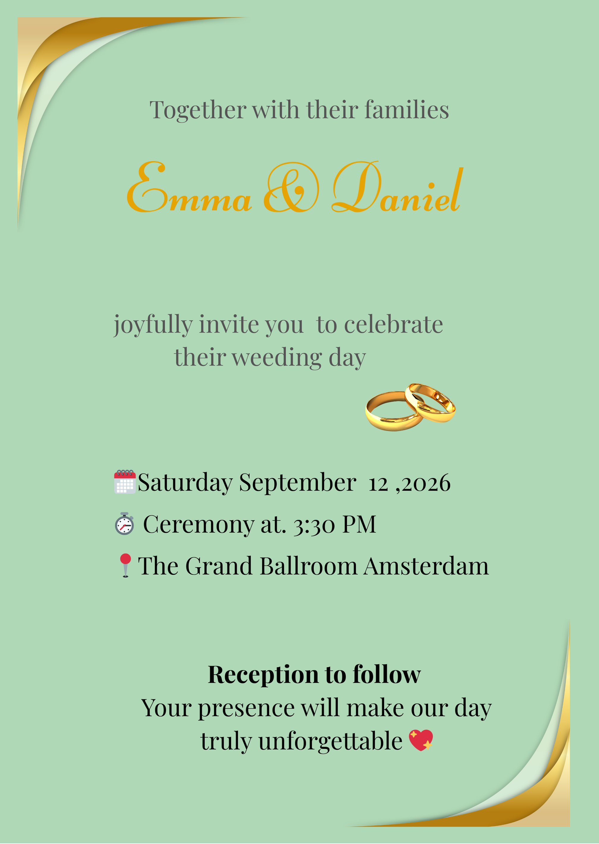 Elegant Wedding Invitation – Digital Download (Front & Back)