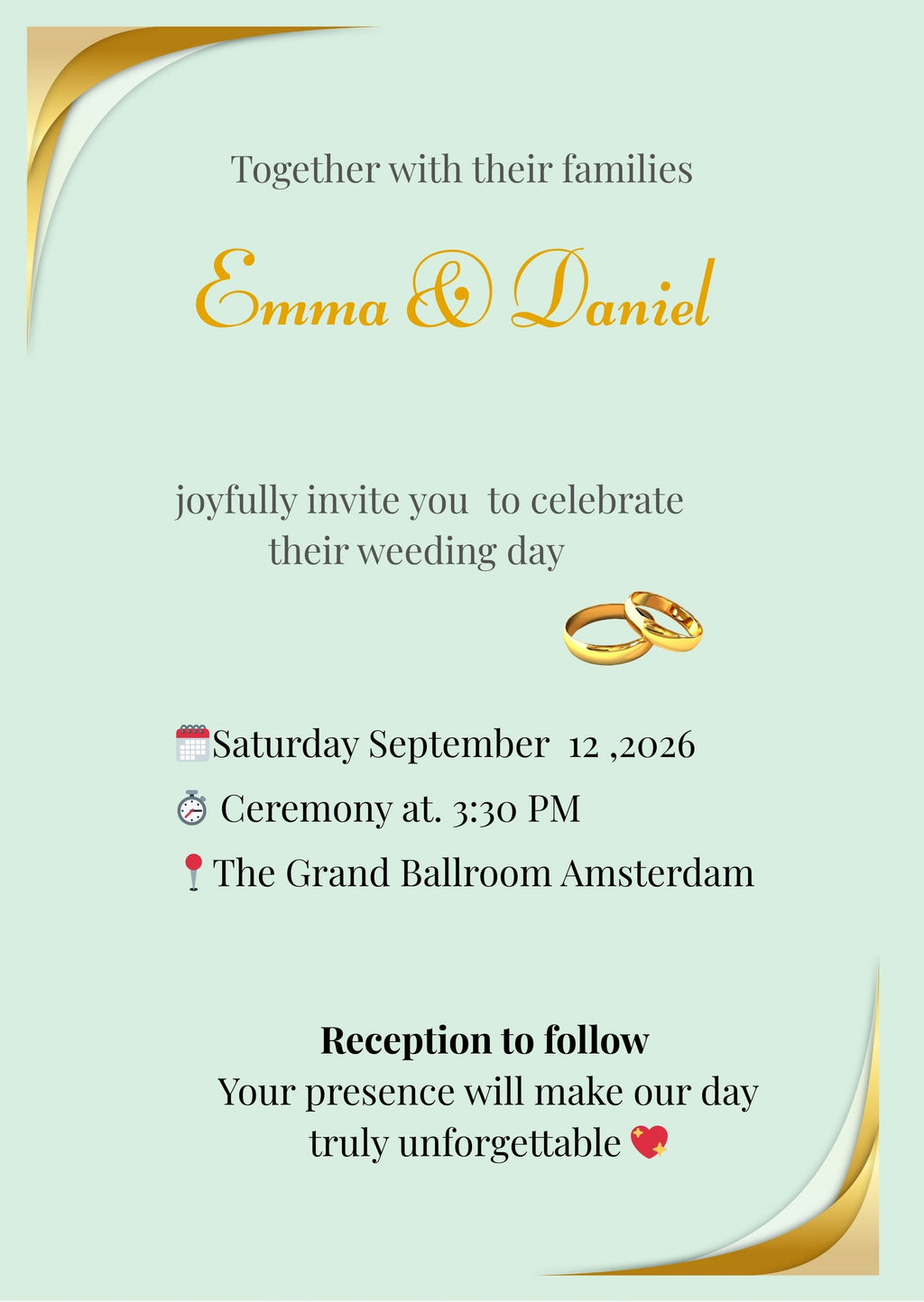 Elegant Wedding Invitation – Digital Download (Front & Back)