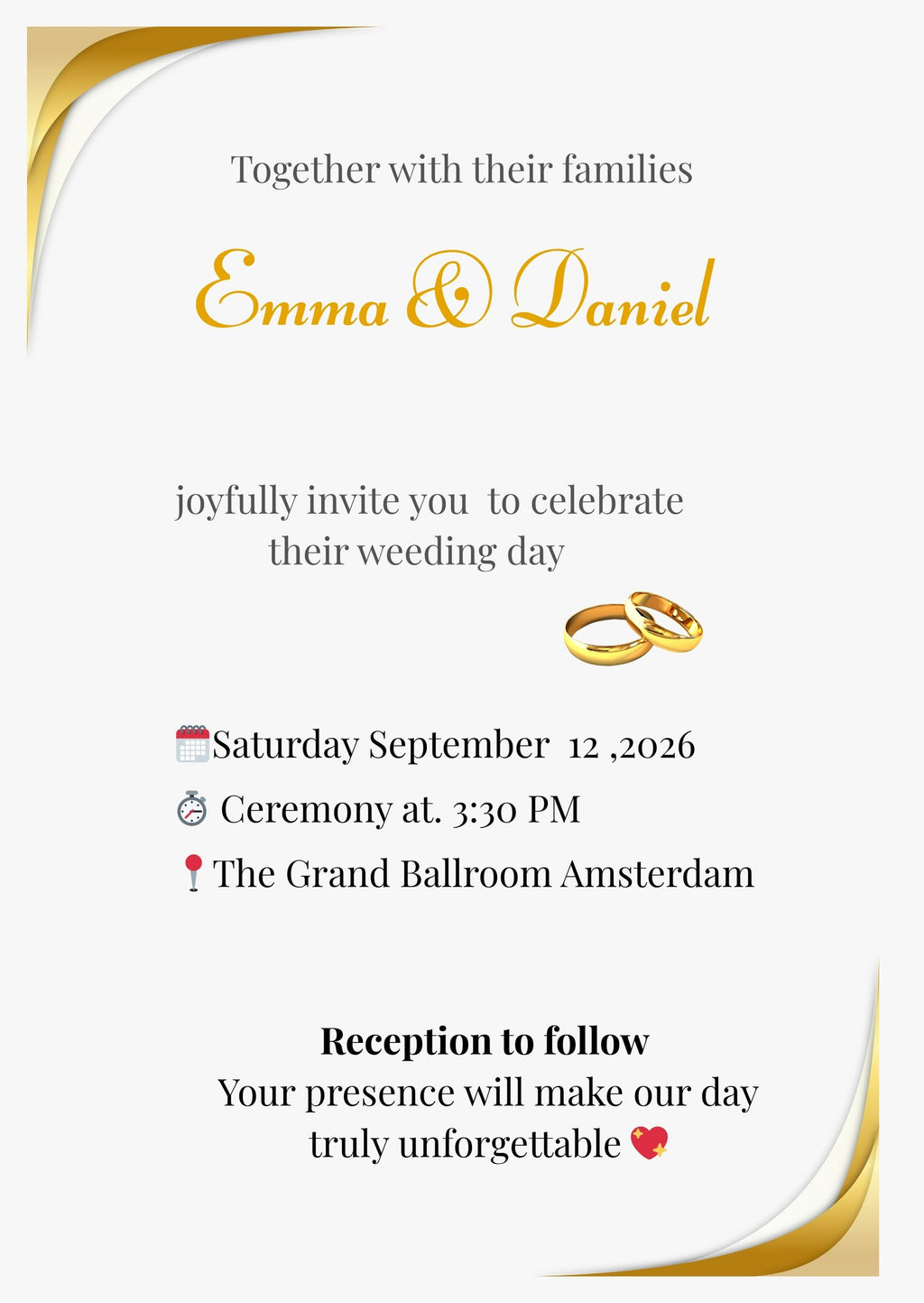 Elegant Wedding Invitation – Digital Download (Front & Back)