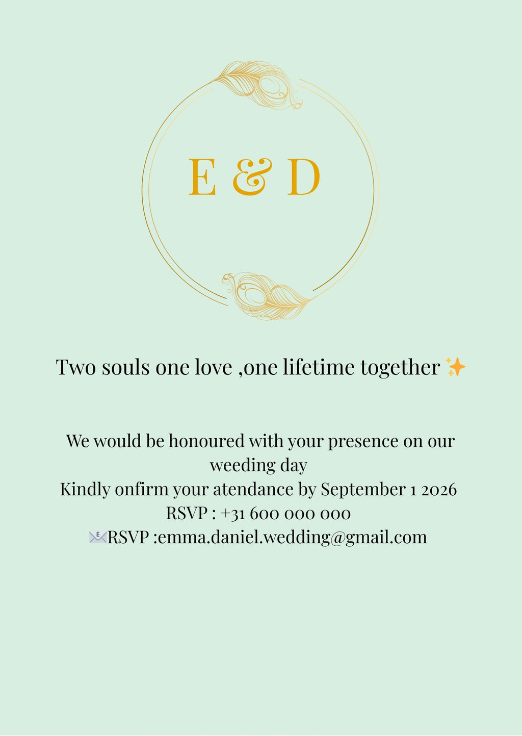 Elegant Wedding Invitation – Digital Download (Front & Back)
