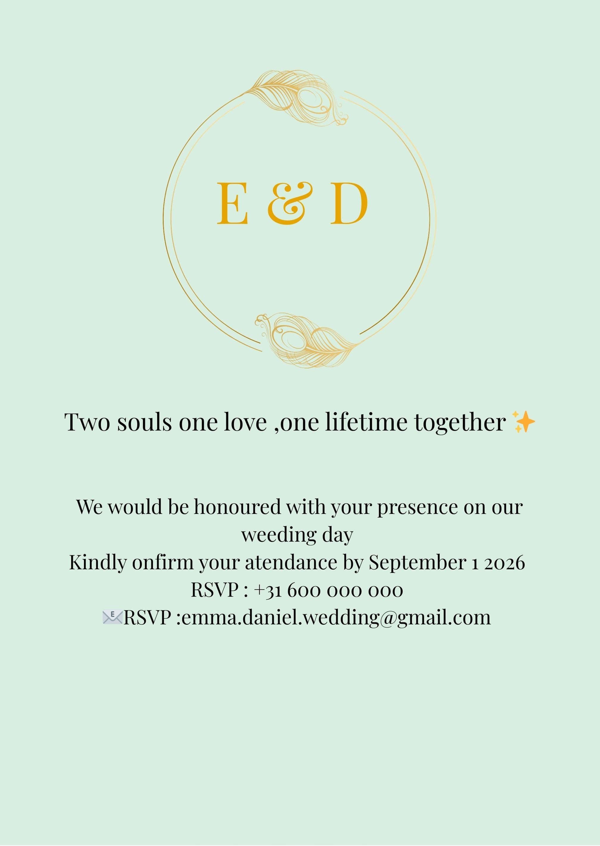 Elegant Wedding Invitation – Digital Download (Front & Back)