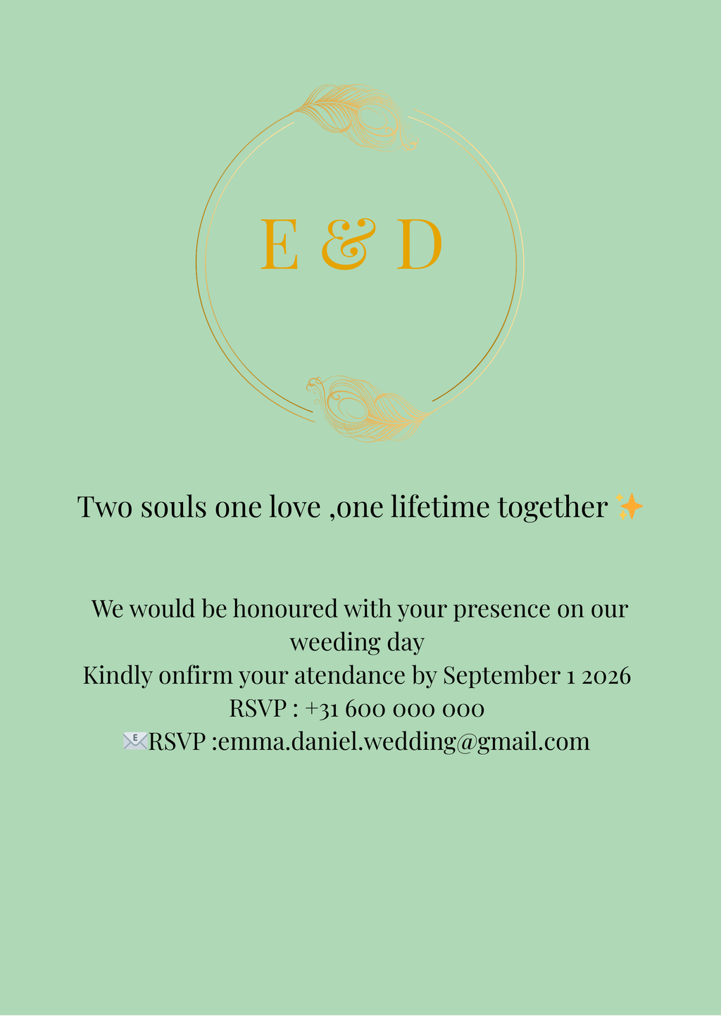 Elegant Wedding Invitation – Digital Download (Front & Back)