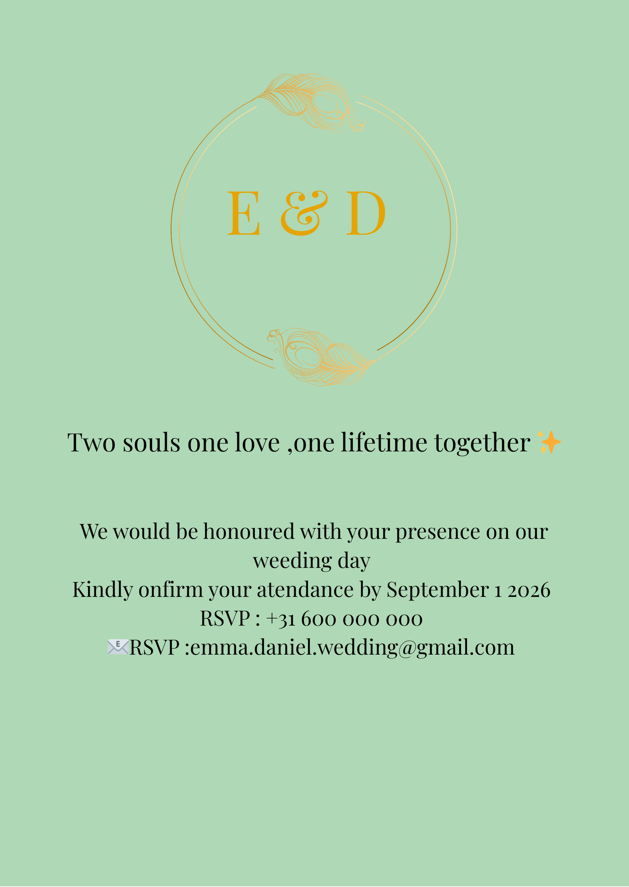 Elegant Wedding Invitation – Digital Download (Front & Back)