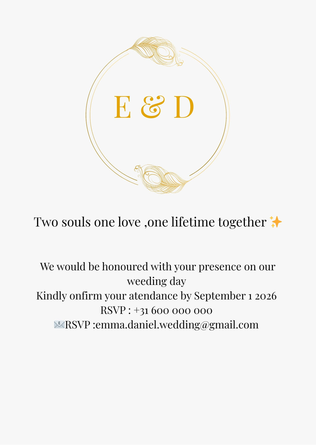 Elegant Wedding Invitation – Digital Download (Front & Back)