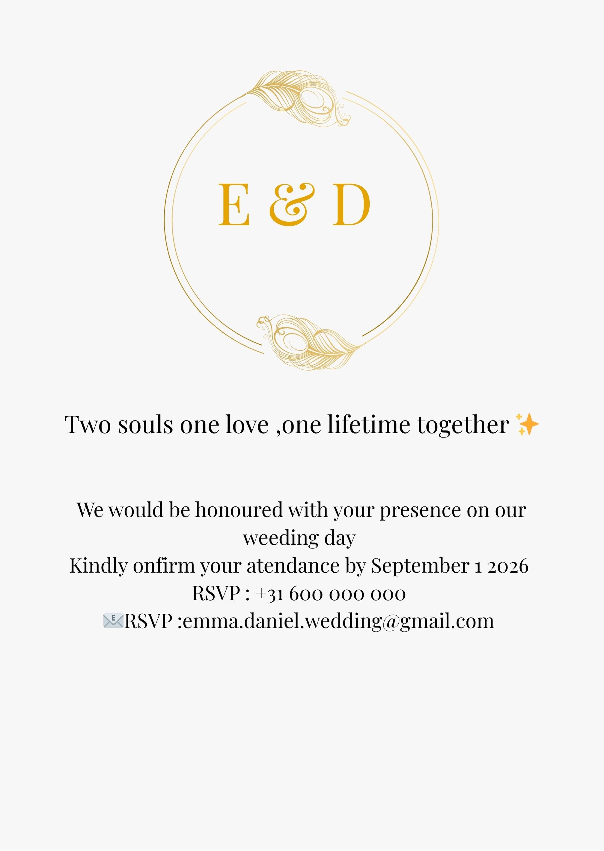 Elegant Wedding Invitation – Digital Download (Front & Back)