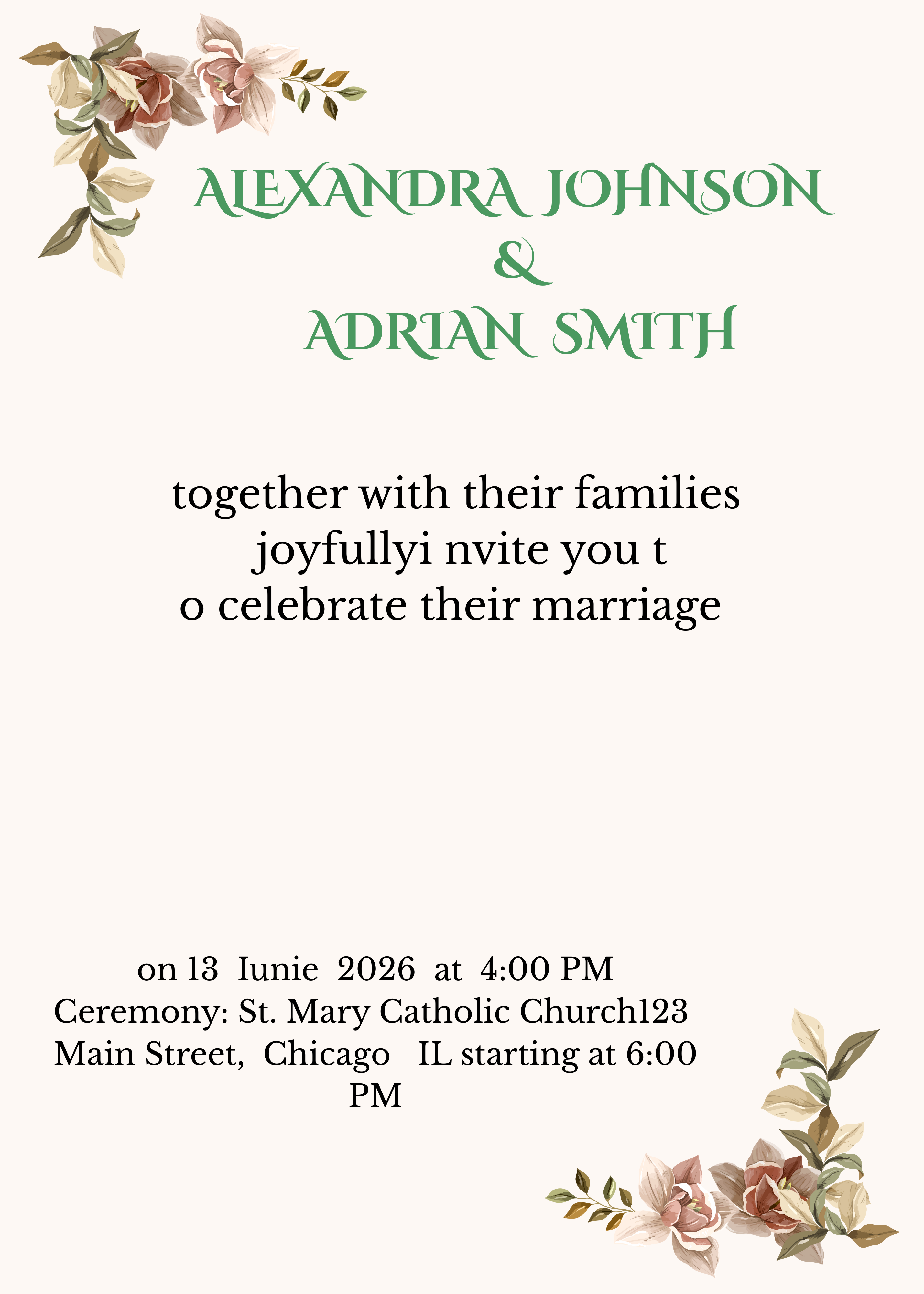 Wedding Invitation Canva Template – Elegant Minimal – Editable, Print Ready