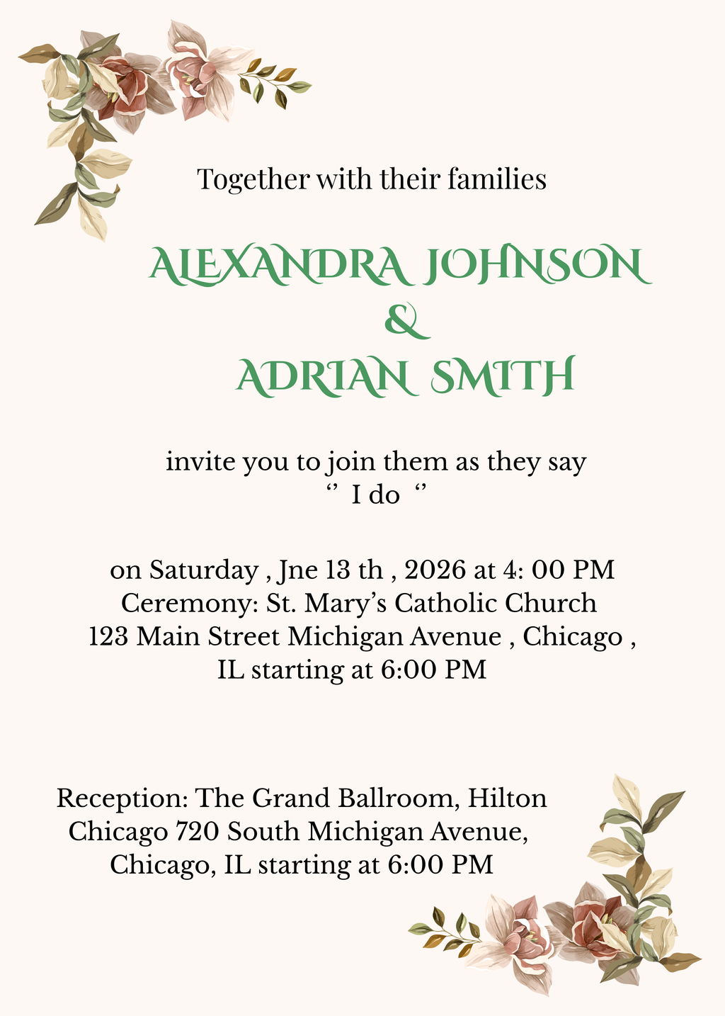 Wedding Invitation Canva Template – Elegant Minimal – Editable, Print Ready