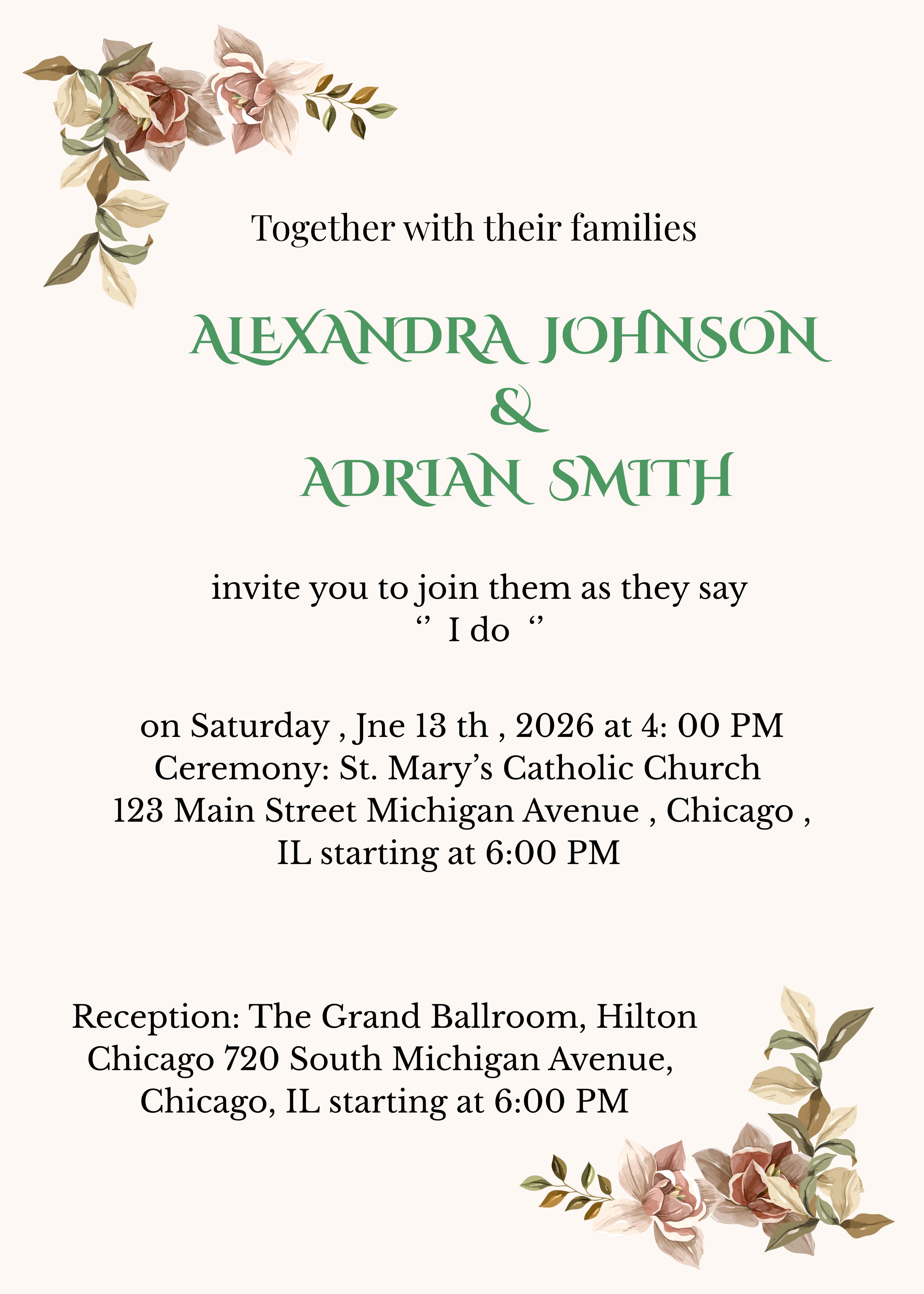 Wedding Invitation Canva Template – Elegant Minimal – Editable, Print Ready