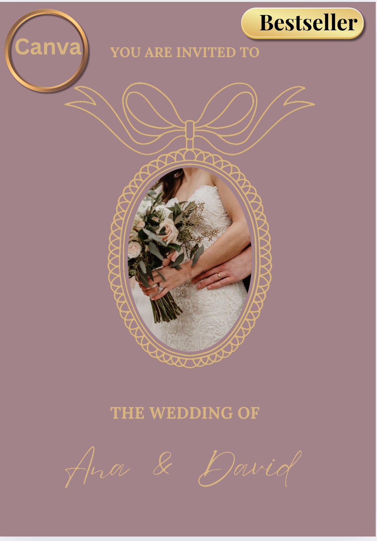 Digital Wedding Invitation – Elegant Gold Editable Template | Canva Invitation