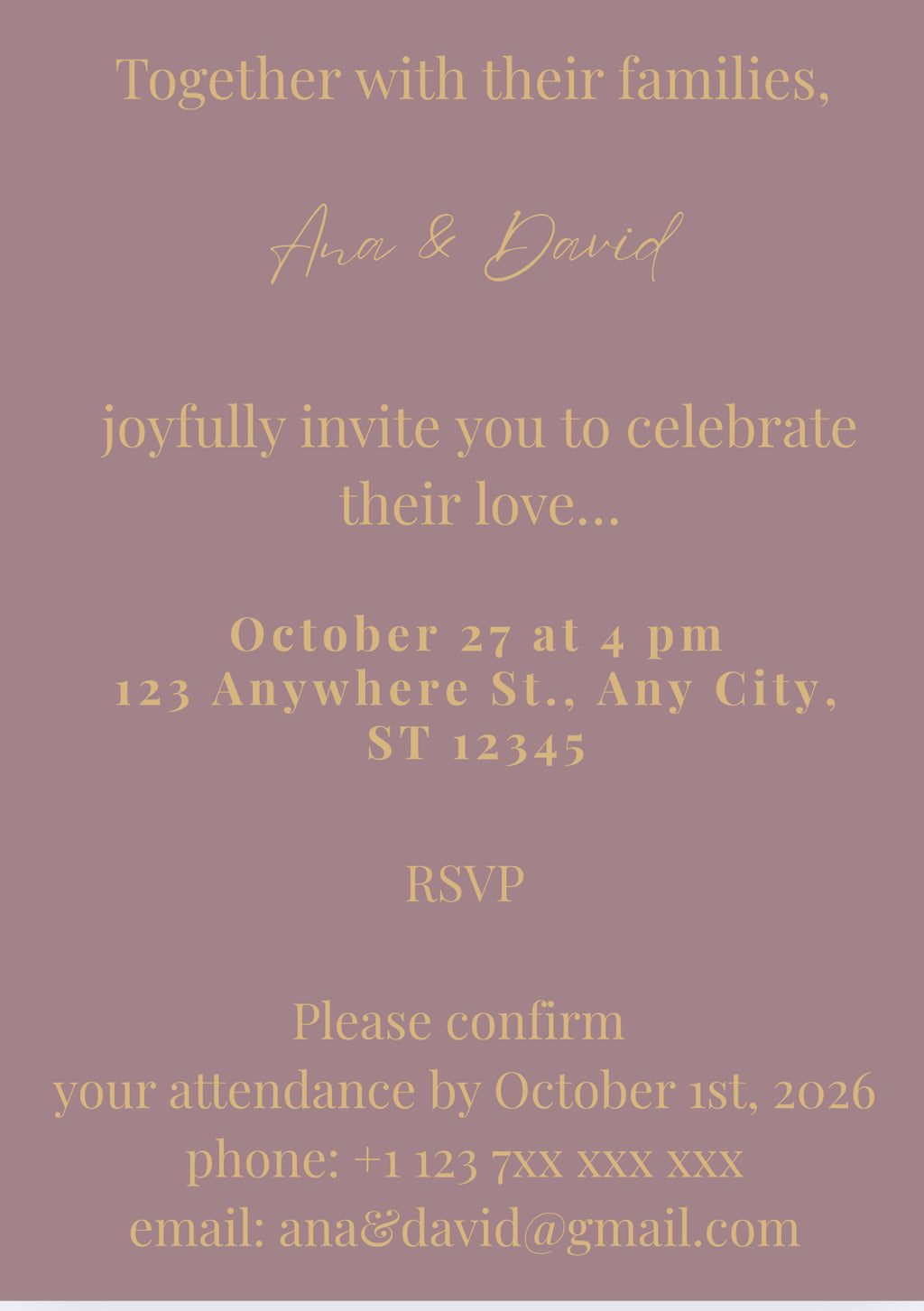 Digital Wedding Invitation – Elegant Gold Editable Template | Canva Invitation