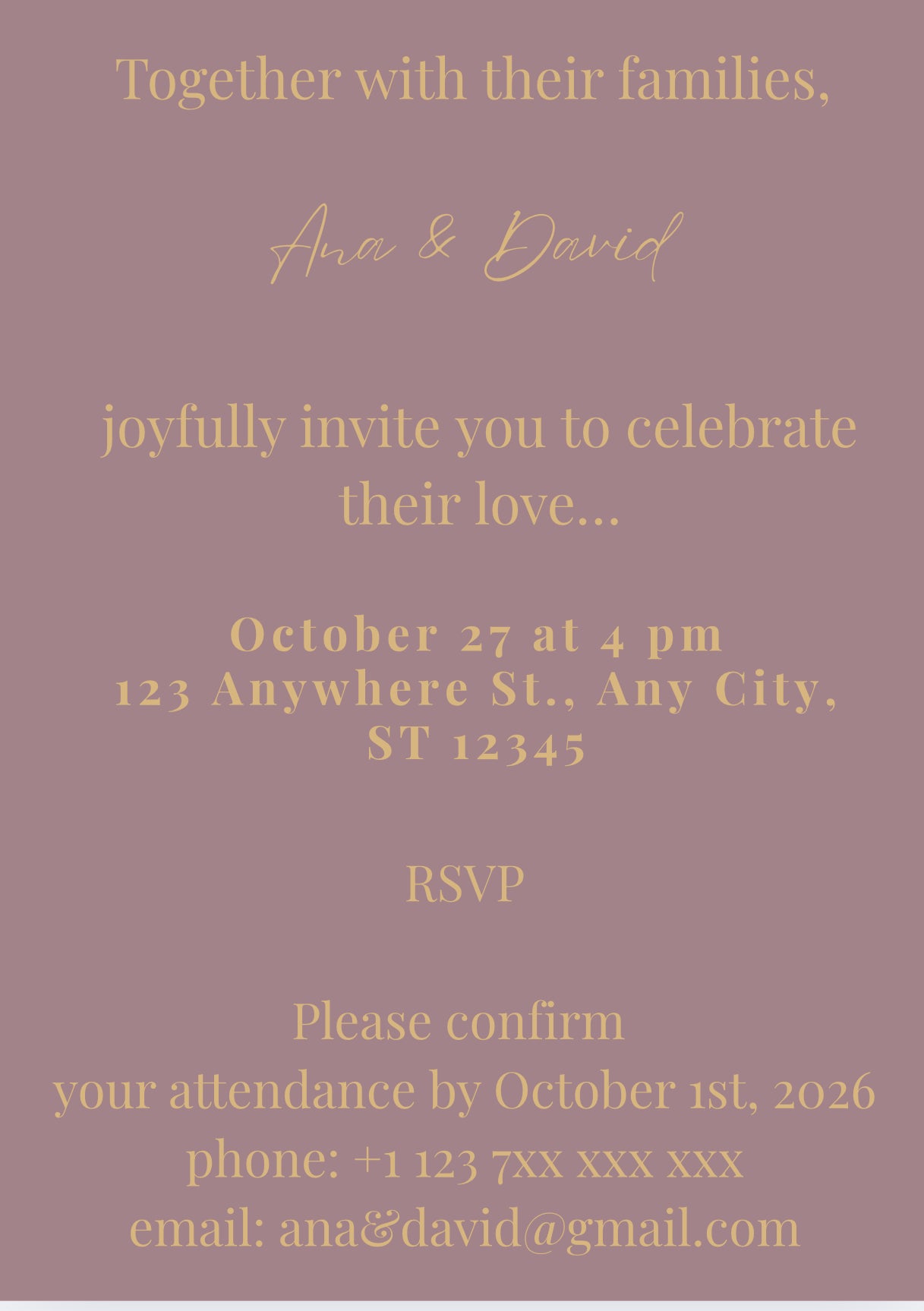 Digital Wedding Invitation – Elegant Gold Editable Template | Canva Invitation